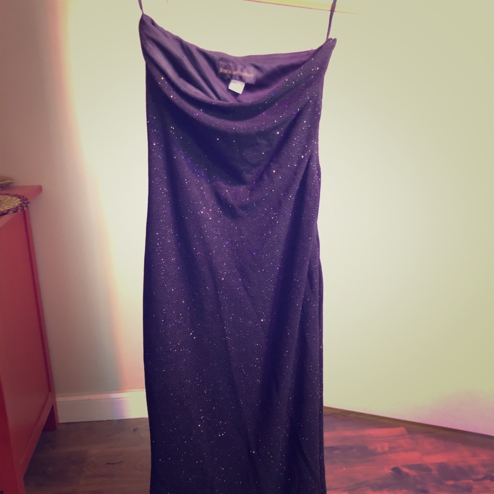 Jessica McClintock Black Sparkle Tube Dress